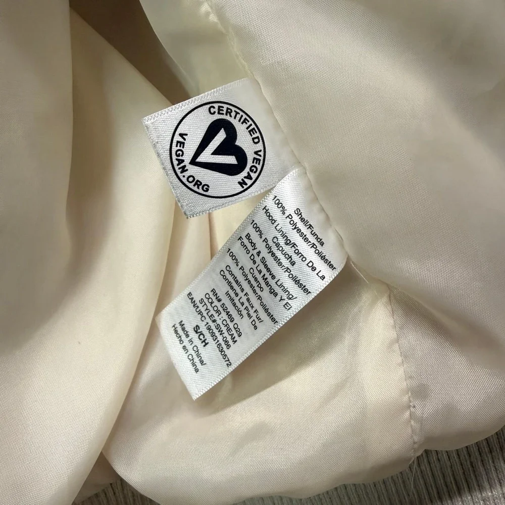 Scoop Cream Sherpa Fleece Teddy Bear Jacket Hooded Zip Up Bomber Style Small Y2K - Picture 5 of 10